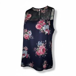 Apt. 9 Navy and Pink Floral Blouse